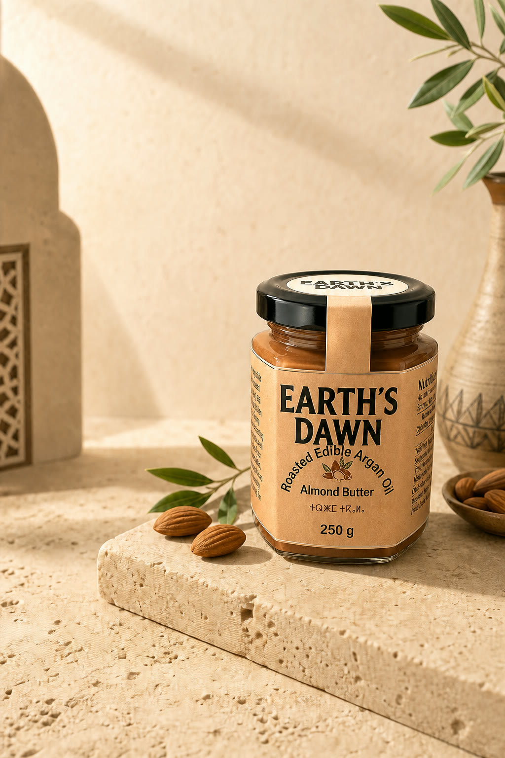 Earth's Dawn argan almond butter, crafted in Morocco