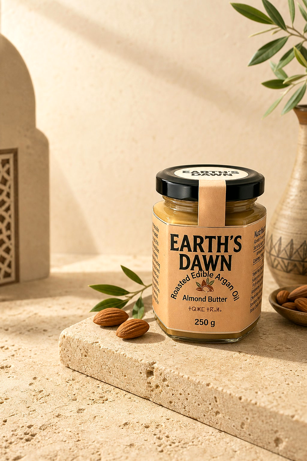 Earth's Dawn argan almond butter, crafted in Morocco